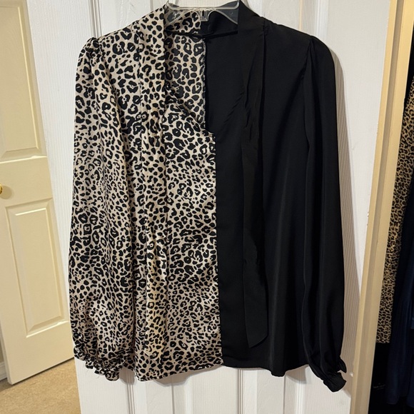 ODDY Tops - Leopard Print and Black Women's Top